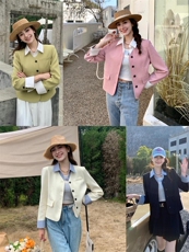 现货春装新款假两件小西装外套,女装西装,艾佳美