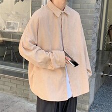 长袖衬衫男纯色灯芯绒衬衫外套C79P33图片