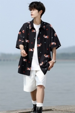 8XL-M腊肠狗花衬衫男短袖夏季冰丝薄款花衬衣寸衫外套DC28003P38，男装T恤，电商B312