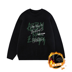 特批白底平铺圆领字母加绒针织衫毛衣M845P45控68加绒P55控88，男装针织衫/毛衣，电商A247
