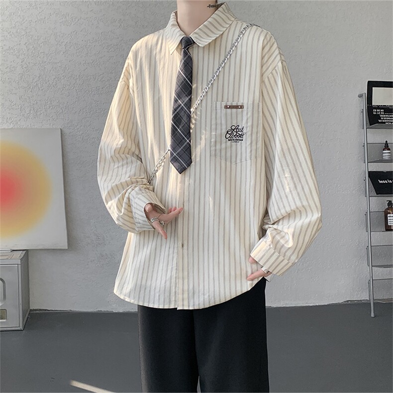 现货CS1163-特P53新款百搭条纹大码男衬衫,男装衬衫,电商A059