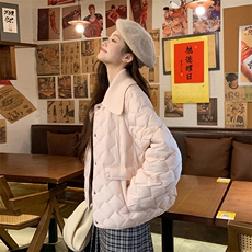 小个子毛线针织领拼接羽绒服2c170--8035--P245控358，女装羽绒服，2C170