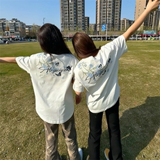 万针全刺绣解构设计260克重磅双纱纯棉高品质美式高街短袖T恤特35，男装T恤，电商A486