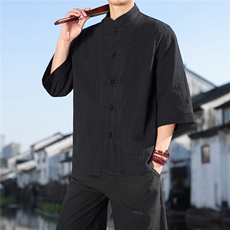 2026夏季新款风盘扣纯色休闲宽松大码纯棉T恤CS2605，男装T恤，电商A008