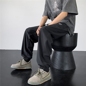 雅典格冰丝垂感夏季休闲裤男港风ins潮流裤子速干裤长裤男士图片