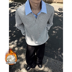 重磅380g华棉Polo领假两件加绒银狐绒卫衣男W5432J加绒-特P45控88，男装卫衣，电商A001
