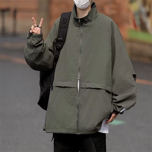 春季日系复古立领长袖夹克男外套宽松休闲插肩袖外穿上衣 JK08图片