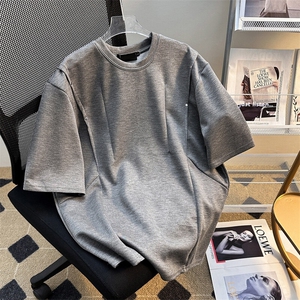 美式复古圆领短袖T恤男女夏日宽松棉上衣服T0511-P35图片