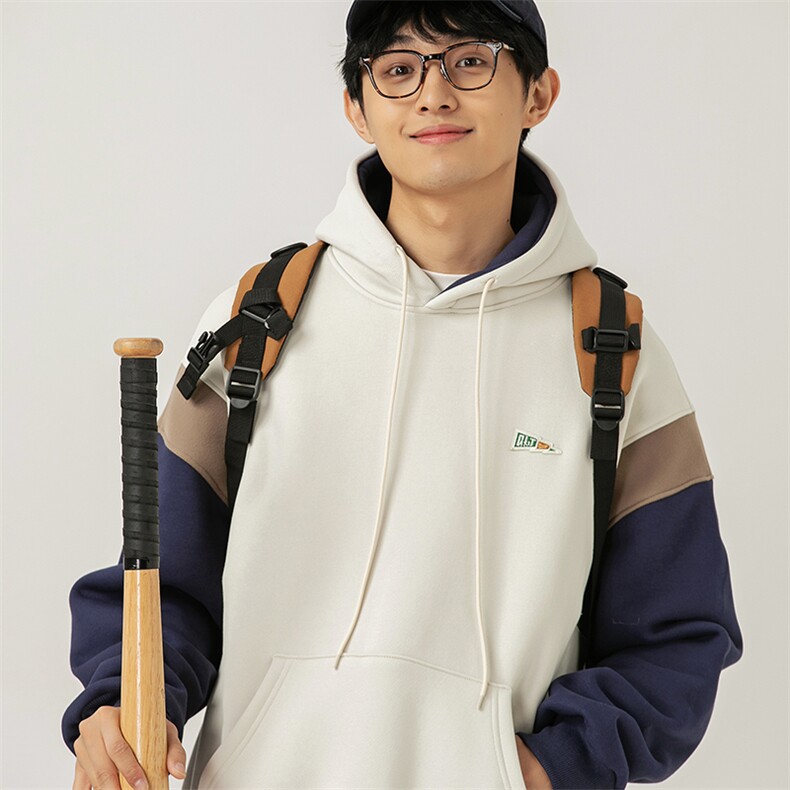2026冬季新款男日系潮牌拼色宽松加绒加厚连帽卫衣WY560-F93,男装卫衣,电商A101（原外27）