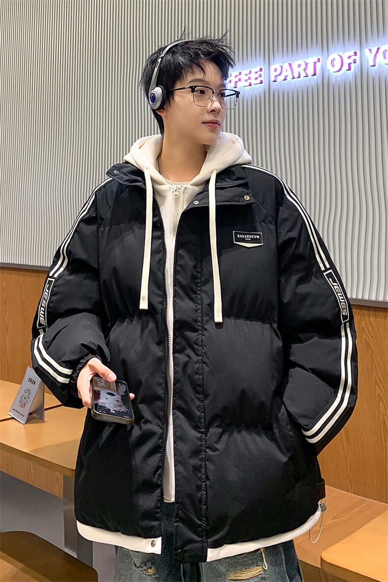 棉衣男冬季新款港风宽松假两件连帽学生棉服MY8882-P82,男装棉衣,星座214-3