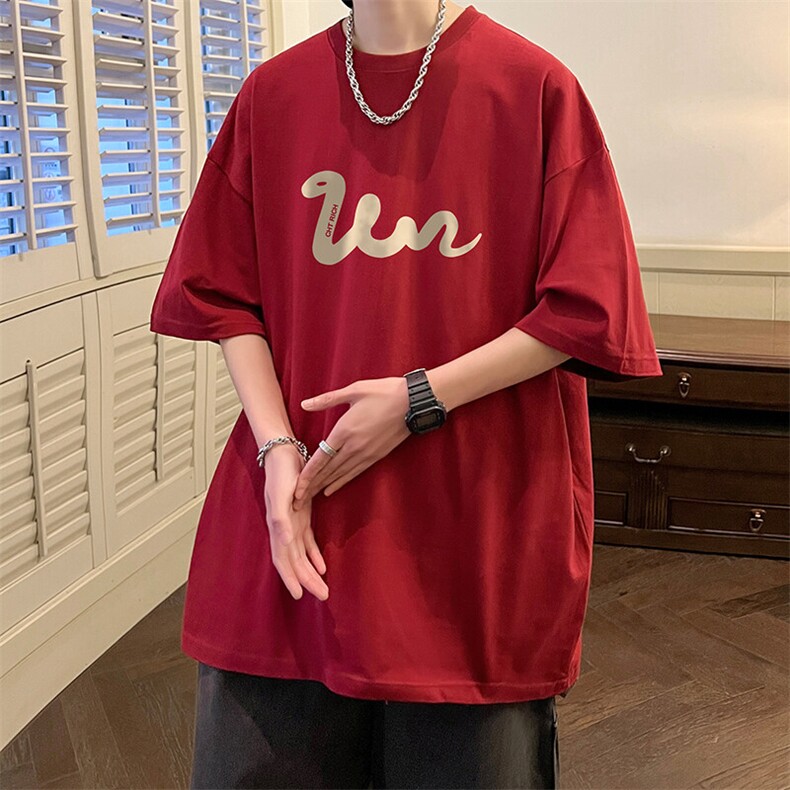 抖音得物二开现货220克夏装重磅美式高街宽松短袖t恤MT201,男装T恤,电商A486-1