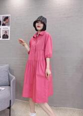 XL9909春季韩版宽松抽褶显瘦遮肉减龄连衣裙，女装连衣裙，L·H·X