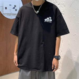情侣装夏装新款高街潮设计奶酪发泡印花宽松半袖t恤潮D293 P28图片