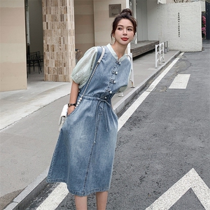 时尚显瘦夏季牛仔连衣裙中长款女气质百搭宽松显高裙子图片