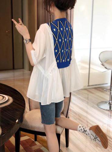 冰麻拼接天丝小衫，女装，姚姚家