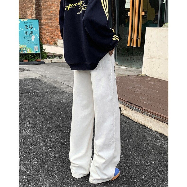 美式高街vibe风裤子欧美痞帅刺绣印花牛仔裤cleanfit直筒裤S6007,男装休闲裤,星座506