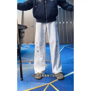 春装高品质扎染刺绣工艺弯刀卫裤男重磅复古垂感休闲运动裤阔腿裤图片