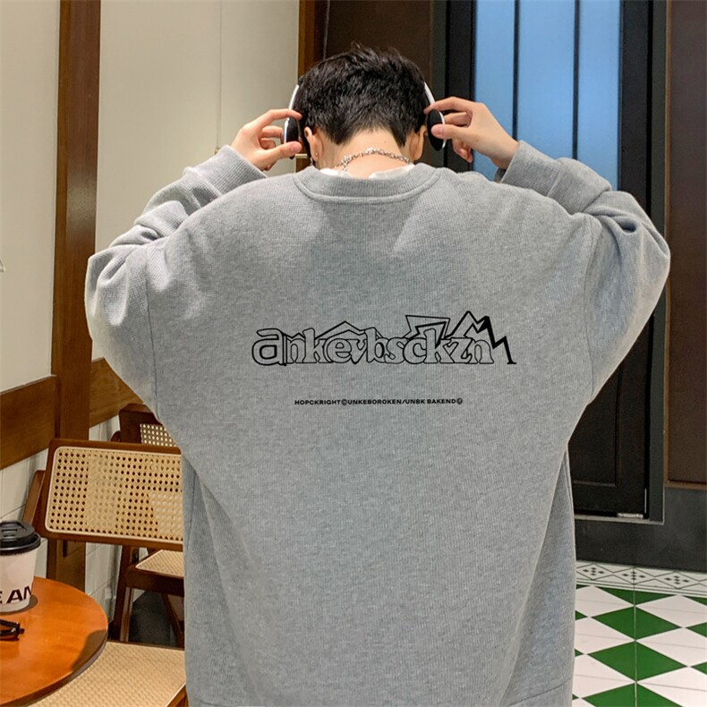 华夫格！华夫格上衣男圆领华夫格卫衣男大码长袖t恤男HY187-P30,男装卫衣,电商B367