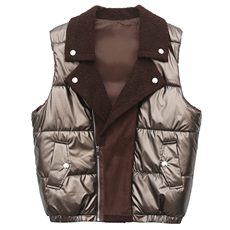 新款春秋冬装毛皮一体马甲女翻领拉链钮扣棉衣女，女装马甲，璐依舞