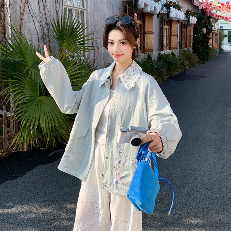 新款大货已出宽松韩系中长款风衣外套2517-p155-k249,女装短外套,2C062