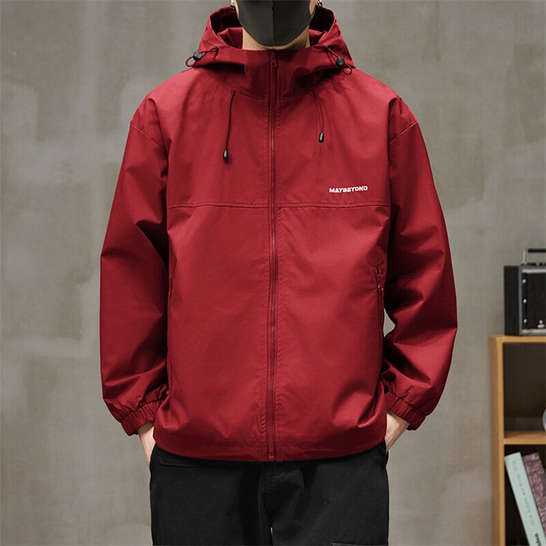冲锋衣连帽夹克男宽松落肩纯色上衣外套DSA157B-JK727-P58图片