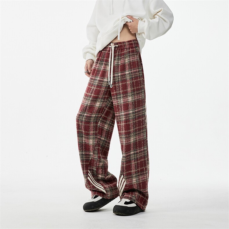 2025秋冬新款格子美式复古条纹宽松休闲裤B313-K826-特p40控78，男装休闲裤，电商B313