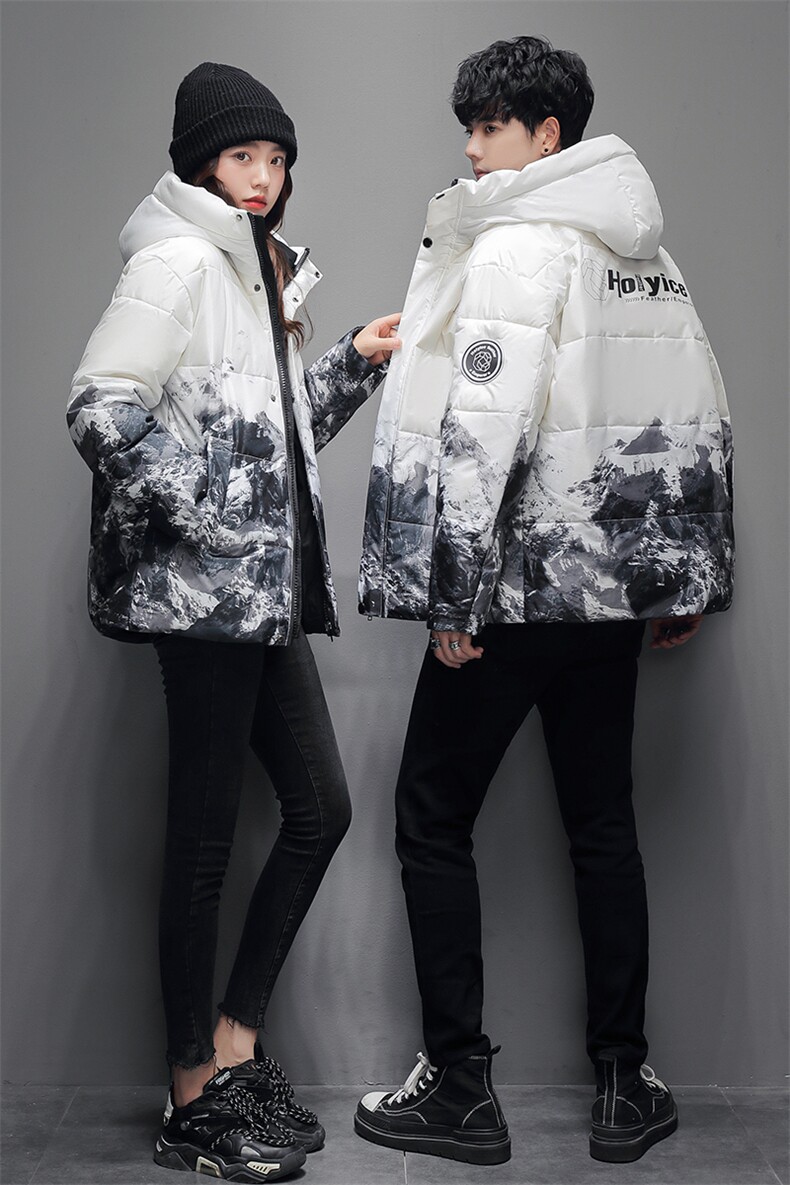 现货仓库桥园路连帽轻薄学生雪山渐变色情侣白鸭绒羽绒服外套,男装羽绒服,星座301D-5(原星座1415）