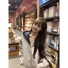抖音得物高品质二开26春装美式重磅宽松结构双面连帽卫衣外套开衫，女装短外套，电商A443
