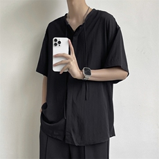 2024夏季新款原宿潮牌百搭衬衣设计感短袖衬衫男现货W8181-P30，男装衬衫，星座512-4