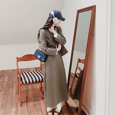【大货已出】深棕色小香外套半裙两件套装8152-P165-K228，女装套装/套裙，2C137