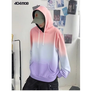 春秋款新品女装宽松连帽渐色长袖抽绳卫衣上衣服简约百搭LM02/P54图片