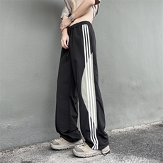 夏季潮流条纹撞色休闲裤男美式宽松直筒运动工装裤现货K8038-P36，男装休闲裤，星座512-3