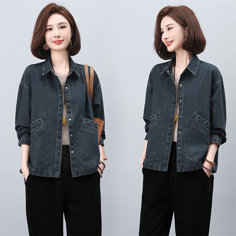 中年妈妈时尚休闲牛仔女2026春秋新款高级宽松洋气减龄，女装短外套，悦见她