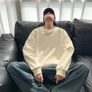 W300卫衣男秋冬2025新款圆领外套oversize港风纯色休闲长袖上衣图片