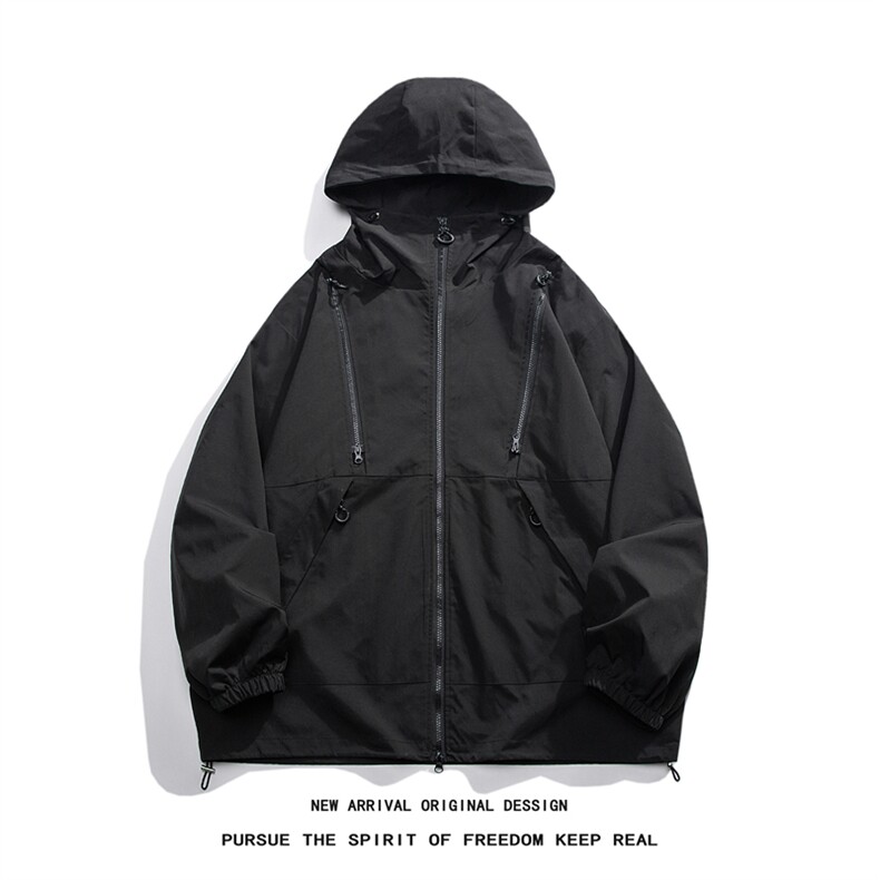 JK8102/P68秋装新款防水冲锋衣男多拉链夹克美式机能工装外套连帽，男装夹克，电商A141