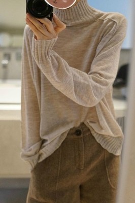休闲/淑女2024年秋季常规款通勤套头单件长袖高领马鞍肩毛衣,针织衫/毛衣,丽特绒