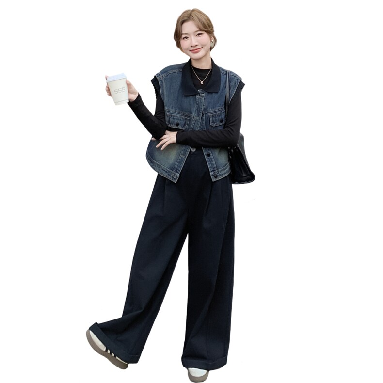 又酷又飒翻领牛仔马甲女2025秋季新款港风休闲小个子百搭夹克外套,女装马甲,2C218
