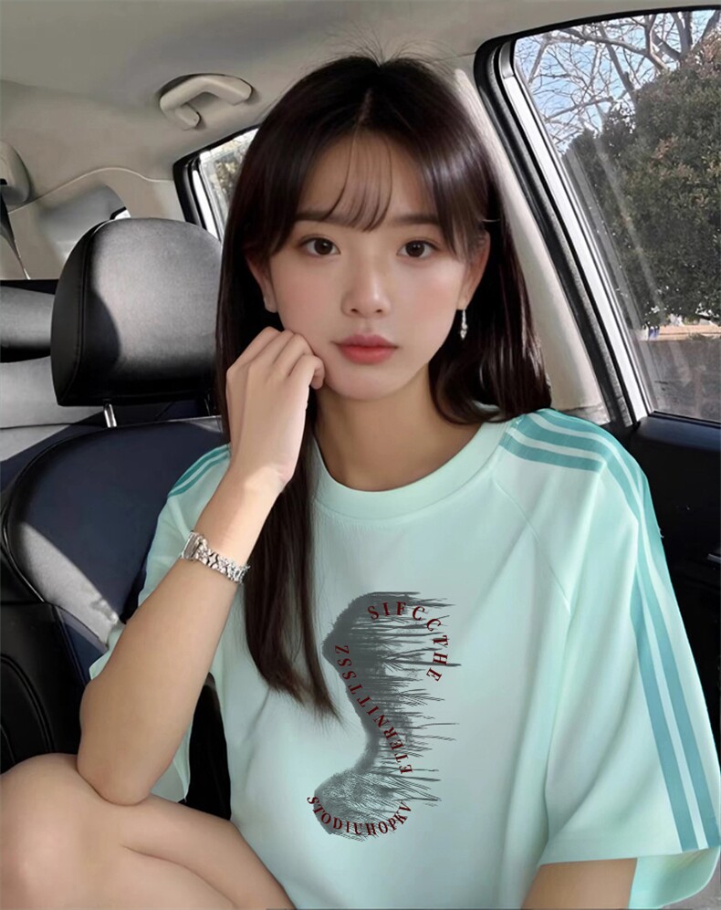 抖音得物品质二开240克宽松纯棉美式潮牌印花三条杠中性风短袖T恤,男装T恤,电商A486
