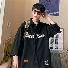 1港风发泡印花七分袖大码M-5XL中性情侣潮衬衫男QCS7010P45控69，男装衬衫，星座226-2