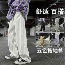 现货春季主推！男女中性宽松直筒拖地休闲裤NB702，男装牛仔裤，电商C303A