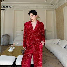 亮片痞帅炸街西服男外套高级感潮牌休闲舞台西装上衣318-P125，男装西服，电商A345