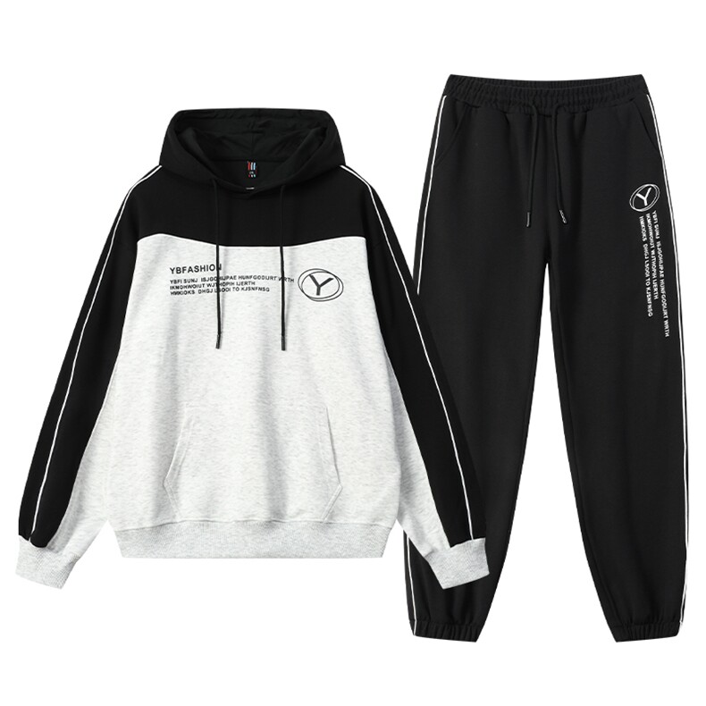 春秋季青年男衣服卫衣套装休闲潮流初高中运动连帽男TZ2535-P100,男装T恤,星座1210B