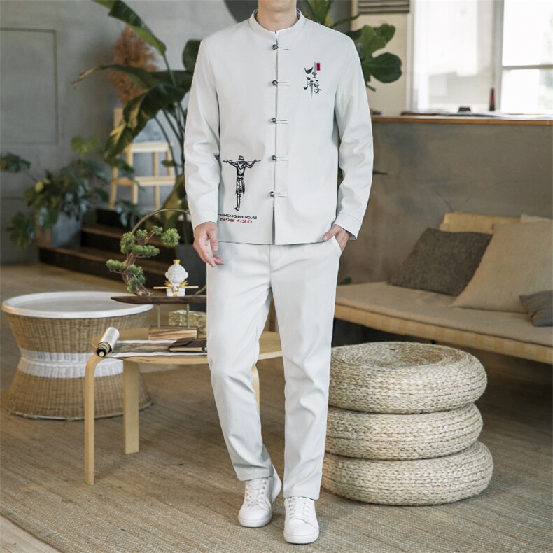 秋冬季风中山装秋装01套装男士唐装两件套A334-TZ704-P100，男装民族服装，电商B339(原A334）