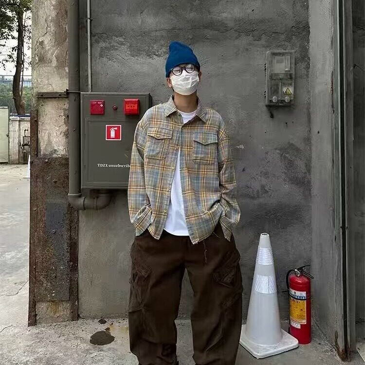 网络图现货！cleanfit格子衬衫高级设计感小众情侣衬衣RB321-P62,男装衬衫,星座1005-6