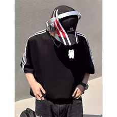 夏季美式高街重磅纯棉三条杠织带撞色男女短袖T恤STG313特P25，男装T恤，电商A486