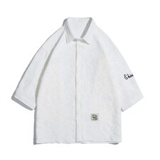 1白底花型衬衫大码M-5XL情侣风七分袖衬衫男QCS7023P45控68，男装衬衫，星座226-2