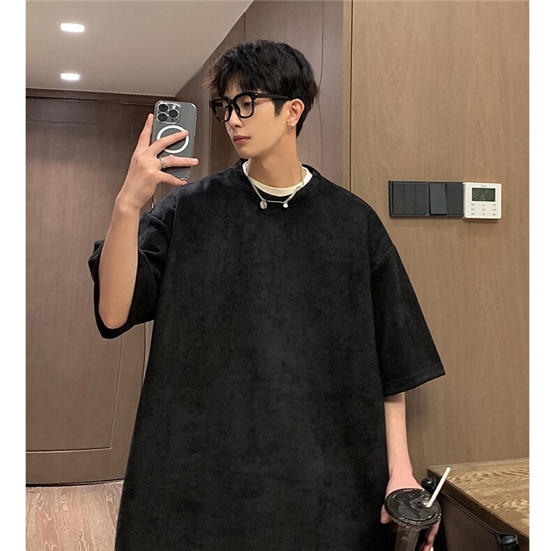 1港风模麂皮绒大码M-5XL短TDT8766P23 DK8767P32套装TZ8757P55图片