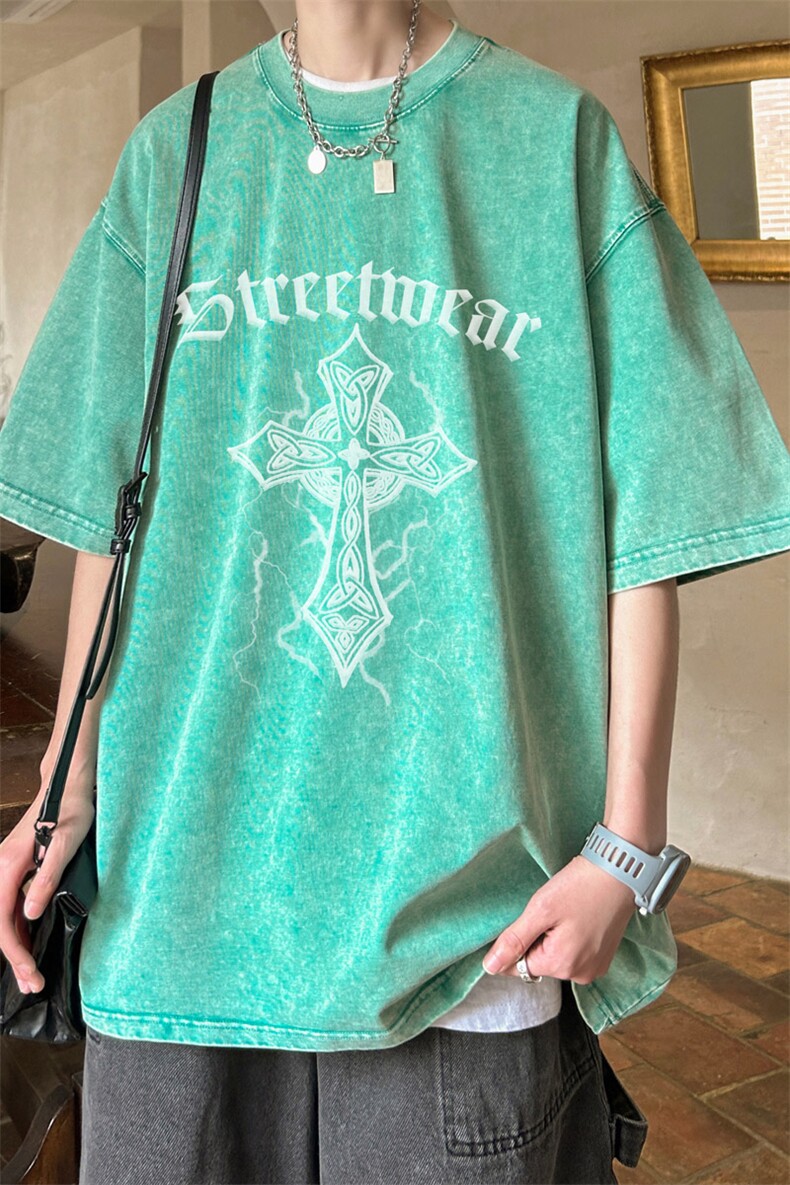 ！2023夏季新款男士水洗短袖T恤潮牌雪花半袖XT106P35,男装T恤,电商B220