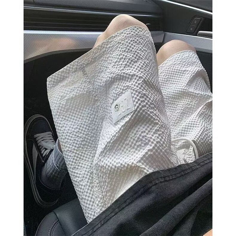泡泡纱短裤男士夏季薄款冰丝速干沙滩裤子美式高街休闲运动五分裤,男装牛仔裤,星座1210-1