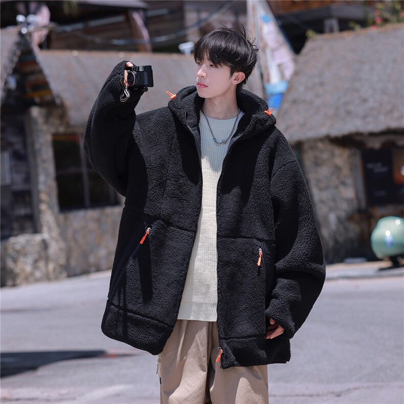 2025冬季休闲简约男士拉链羊羔毛外套棉服M2063/P105控149-100涤,男装棉衣,电商A148